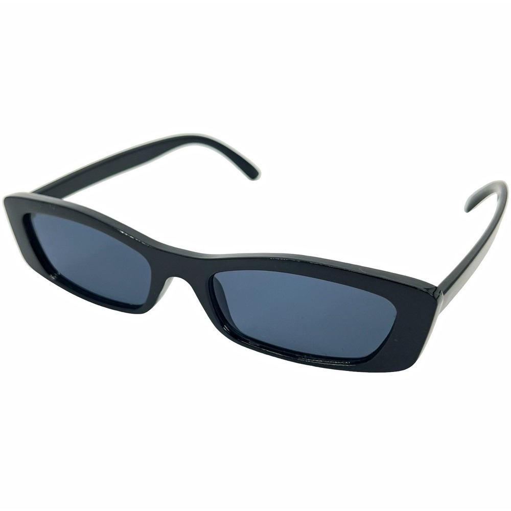 Black Rectangle Sunglasses Slim Narrow Y2K 90s Retro Dark Lens Unisex Fashion